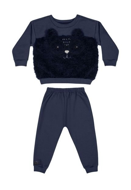 Conjunto Blusão e Calça em Moletom para Bebê Menino Quimby Azul Marinho - Marca Quimby