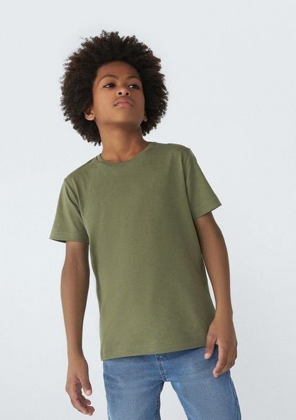 Camiseta Básica Infantil Menino Manga Curta Slim Tam 1 A 16 - Verde - Marca Hering