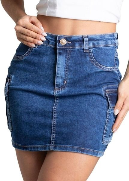 Saia Jeans Sawary Cargo - 278148 - Azul - Sawary - Marca Sawary