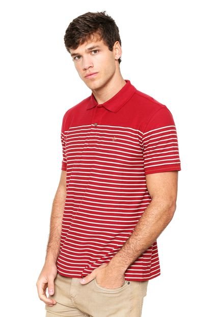 Camisa Polo Dudalina Linhas Vermelho - Marca Dudalina