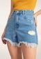 Shorts Jeans Mom Cintura Alta Destroyed - Marca Lunender