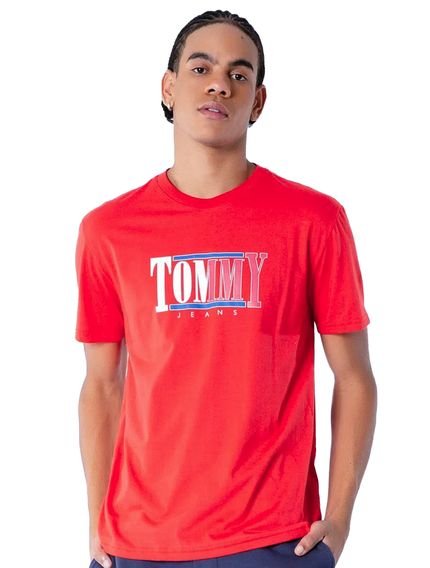 Camiseta Tommy Jeans Masculina RWB Centered Logo Vermelha - Marca Tommy Jeans