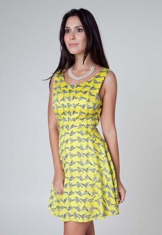 Vestido FiveBlu Birds Amarelo