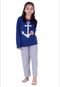 Pijama Longo Infantil MdMix Menina Inverno Calça Comprida Azul - Marca MdMix