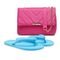 Kit Bolsa Transversal Feminina Matelassê   Chinelo Flip Flop Rosa Azul - Marca LA BAGS