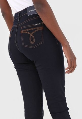 Calça Jeans Calvin Klein Jeans Skinny Pespontos Azul-Marinho