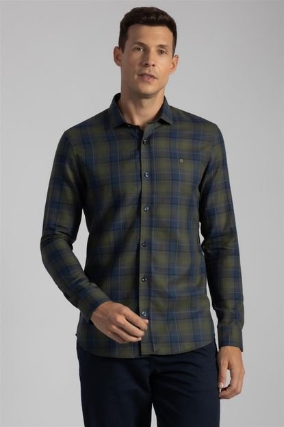 Camisa Manga Longa Fio Tinto Slim Fit - Azul 1 HIGHSTIL - Marca HIGHSTIL