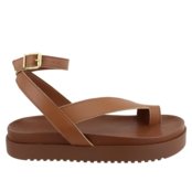 Sandália Plataforma Casual Anatômica Tiras Macias Comfort Agnes Veronez Caramelo - Marca Agnes Veronez