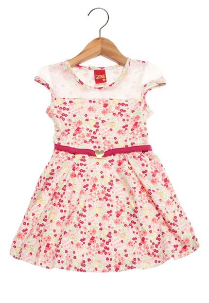 Vestido Kyly Infantil Floral Branco/Rosa - Marca Kyly