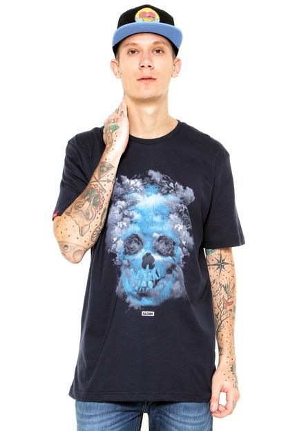 Camiseta Globe Glow Skull Flowers Azul - Marca Globe