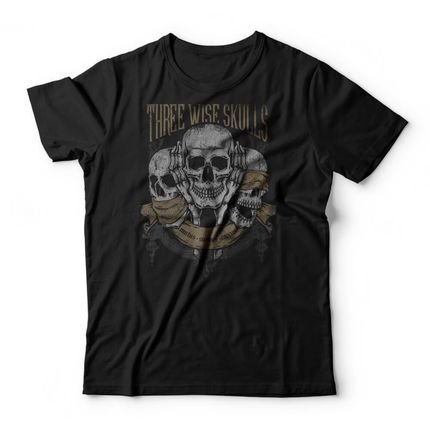 Camiseta Three Wise Skulls - Preto - Marca Studio Geek 