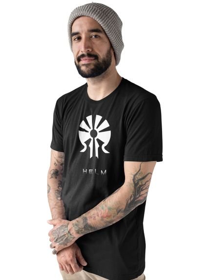 Camiseta Preta Estampada Helm Branco - Marca GPM