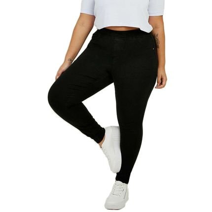 Calça Jeans Plus Com Elastico Feminina Com Elastano Cambos Preto - Marca Biotipo