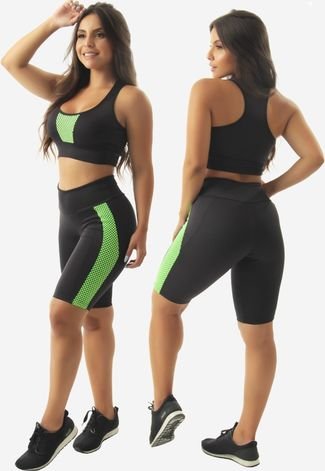 Kit 2 Conjuntos Top e Short com Tela Suplex Fitness - Compre Agora