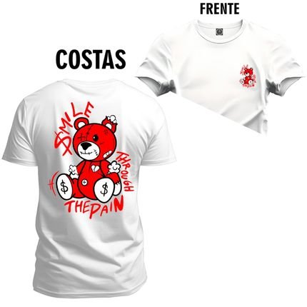 Camiseta Plus Size Unissex T-Shirt Premium The Pain Frente Costas - Branco - Marca Nexstar