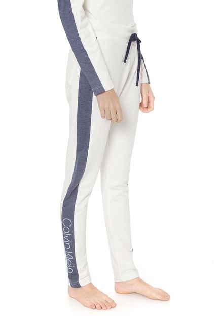 Calça Moletom Calvin Klein Underwear Reta Lettering Off-White/Azul - Marca Calvin Klein Underwear