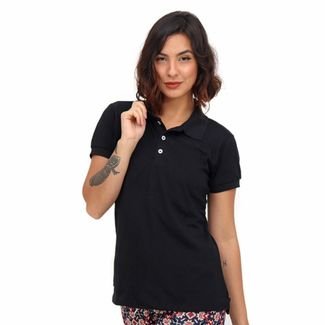 Camiseta Gola Polo Feminina - diRavena - Preta
