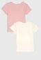 Kit 2pçs Camiseta GAP Infantil Logo Off-White/Rosa - Marca GAP