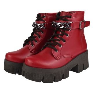 Coturno Feminino Donatella Shoes Confort com Corrente Vermelho