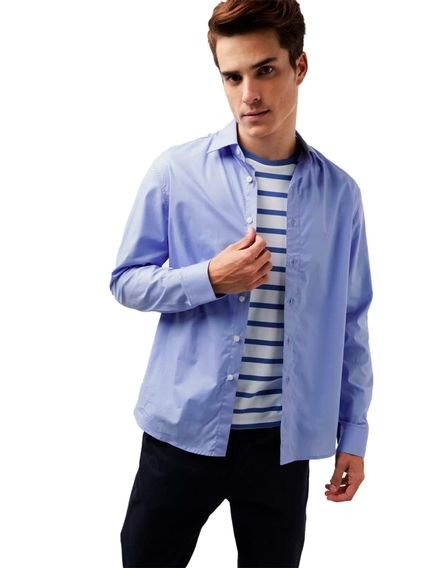 Camisa Ellus Masculina Tricoline LY Slim Italian Azul - Marca Ellus