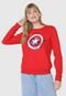 Blusa de Moletom Flanelada Fechada Cativa Marvel Capitão América Vermelha - Marca Cativa Marvel