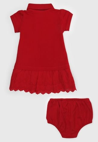 Vestido Polo Ralph Lauren Infantil Logo Vermelho