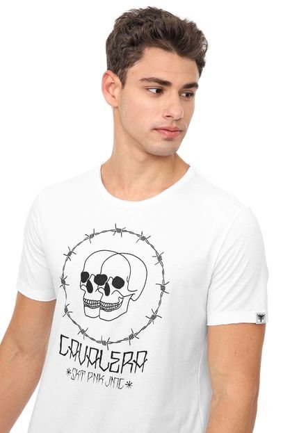 Camiseta Cavalera Skull Double Branca - Marca Cavalera