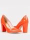 Scarpin Salto Bloco 10cm Verniz Coral CBK  Laranja - Marca CHIBINSKI