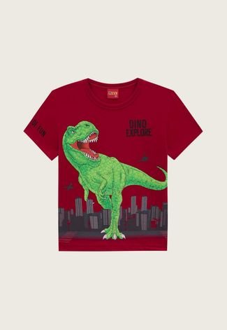 Camiseta Infantil Kyly Dinossauro Vermelha