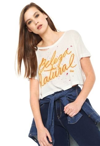 Camiseta Cropped Coca-Cola Jeans Lettering Off-white