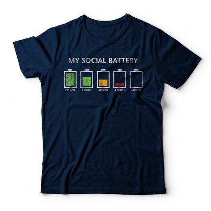 Camiseta Social Battery - Azul Marinho - Marca Studio Geek 