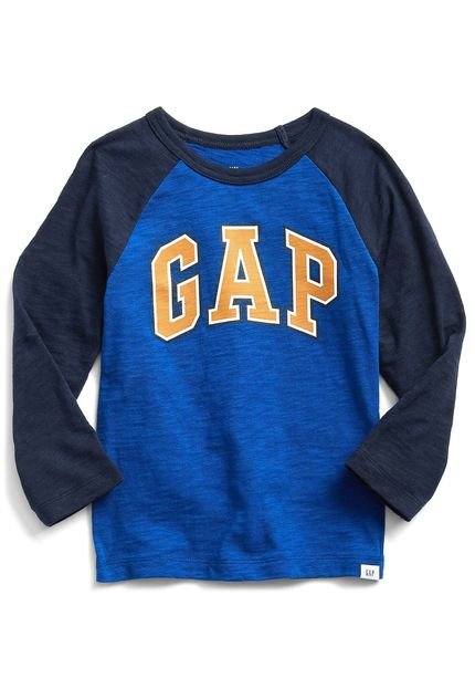 Camiseta GAP Infantil Raglan Logo Azul - Marca GAP