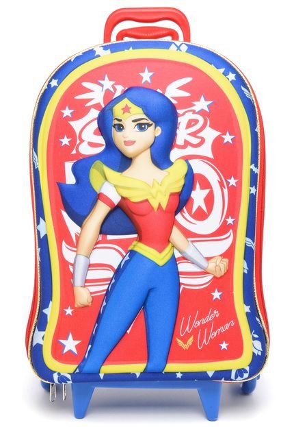 Mochila De RodinhasMax Toy Mulher Maravilha Vermelha/Azul - Marca Max Toy