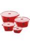 Kit 4 Potes Multiuso Premium Vermelho Sólido Plástico Uz Utilidades - Marca UZ UTILIDADES