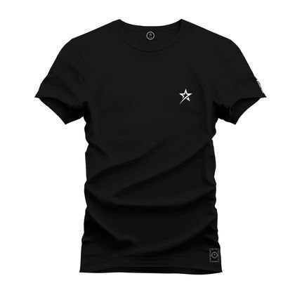 Camiseta Plus Size Casual Malha Confortável Estampada Nexstar No Peito - Preto - Marca Nexstar