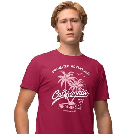 Camisa Camiseta Genuine Grit Masculina Estampada Algodão 30.1 California Other Side - P - Bordo - Marca Genuine