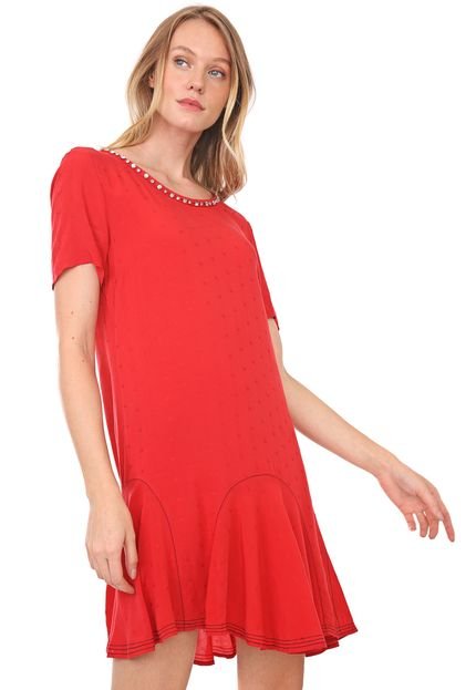 Vestido Ellus Curto Pedrarias Vermelho - Marca Ellus