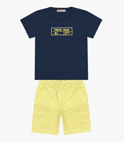 Conjunto Infantil Camiseta Com Bermuda Trick Nick Azul - Marca Trick Nick