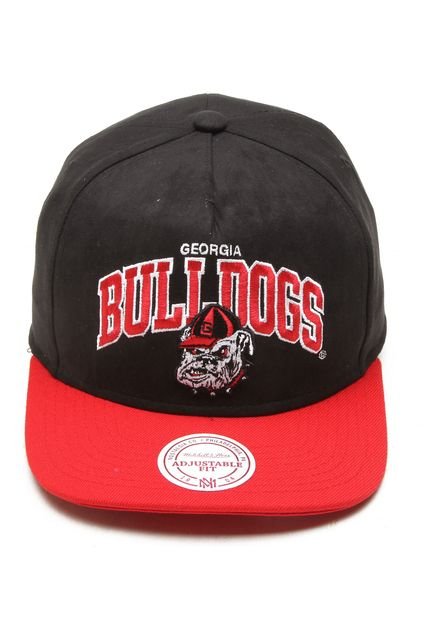 Boné Mitchell & Ness Snapback Arch Nobuck Georgetown Hoyas Bulldogs Preto/Vermelho - Marca Mitchell & Ness