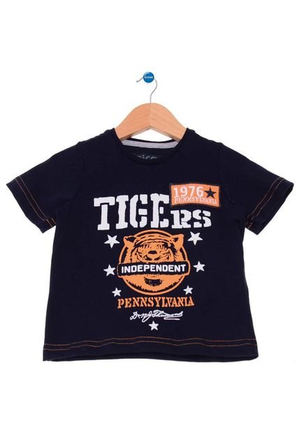 Camiseta Infantil Tigre Azul-Marinho Tricae. - Marca Tricae