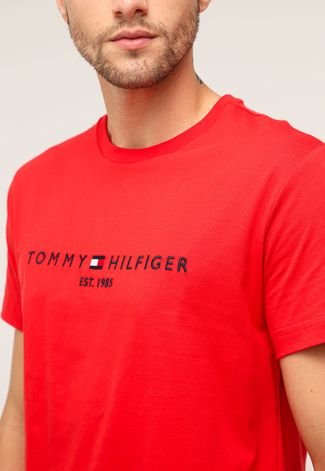 Camiseta Tommy Hilfiger Monograma Bordado Vermelho disponível na Loja Averse