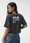 Camiseta Cropped Fila Reta Over Essential Floati Grafite - Marca Fila