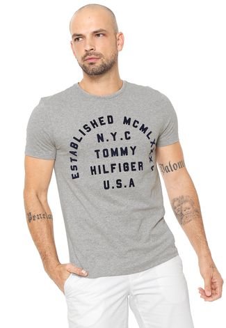 Camiseta Tommy Hilfiger Estampada Cinza