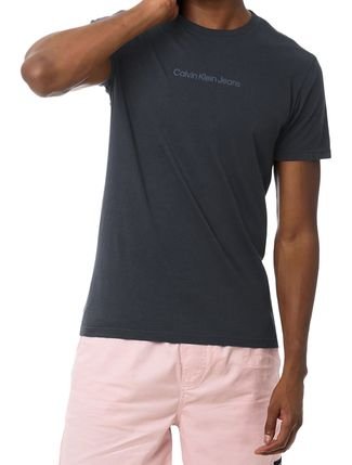 Camiseta Calvin Klein Jeans Masculina Institutional New Logo Azul Marinho