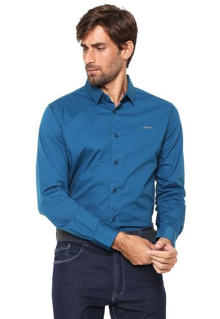 Camisa Colcci Slim Lisa Azul - Marca Colcci