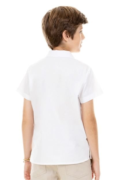 Camisa Infantil Botões Branca Ok&Pakita 12 Branco - Marca Ok & Friends