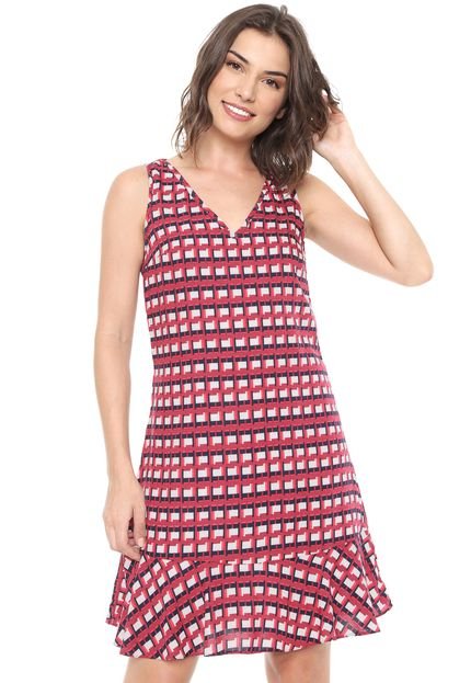 Vestido Malwee Curto Estampado Vinho - Marca Malwee