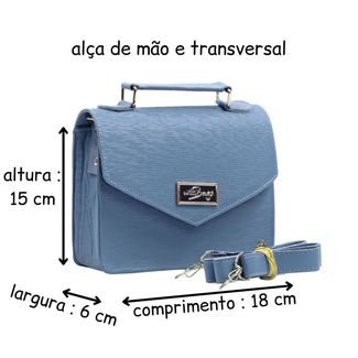 Bolsa Transversal Pequena Com Alça Removivel E Detalhes Em Bordado Azul