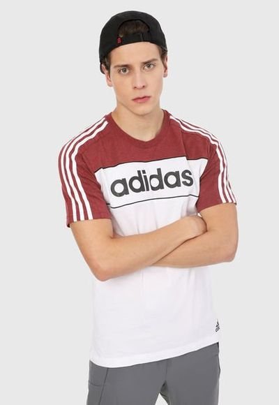 Camiseta Blanco Vinotinto adidas Performance Essentials Tape