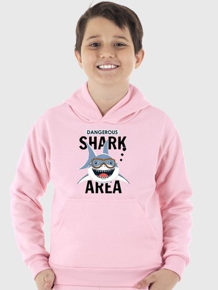 Moletom Canguru Infantil Menino Shark Benellys Rosa Claro - Marca Benellys